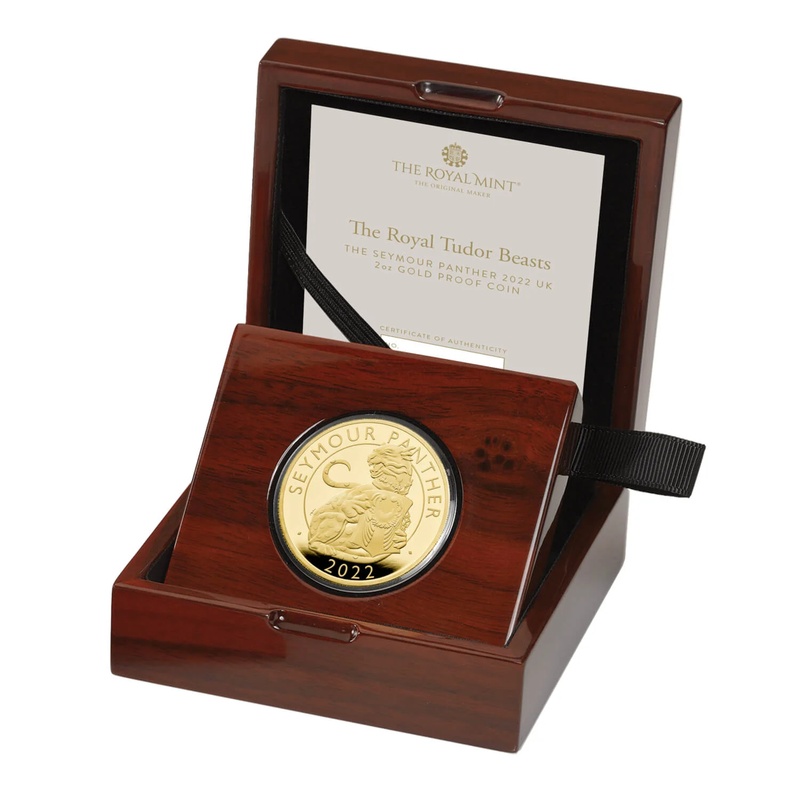 2022 Seymour Panther Gold Coin Tudor Beasts 2oz Proof Boxed