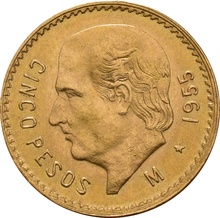 Mexican Cinco 5 Pesos Gold Coin