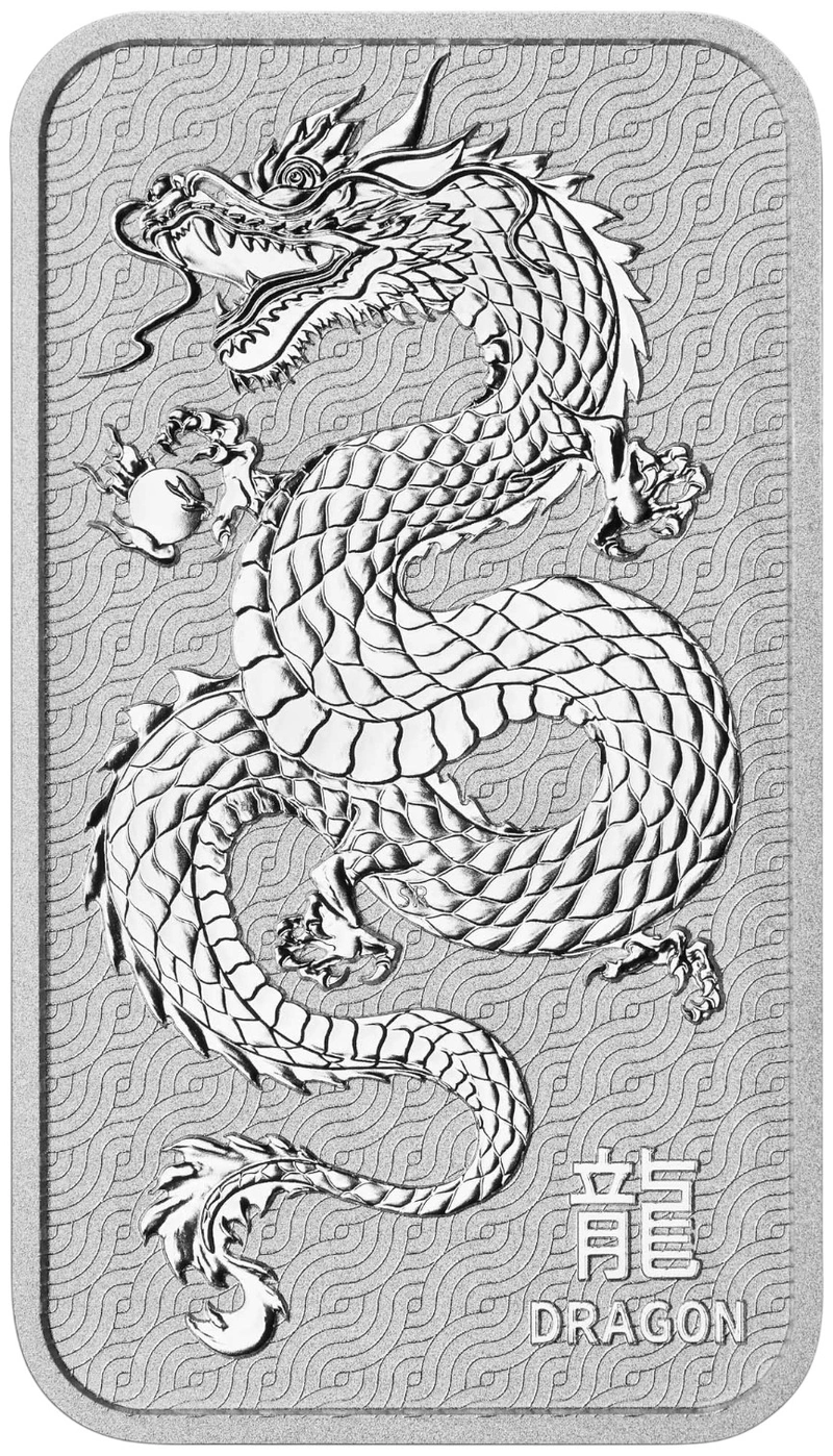 Perth Mint 1oz Lunar Dragon Silver Bar