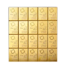 20 x 1g Gold Bar Valcambi CombiBar