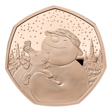 2022 Proof 50p Gold Coin Snowman and the Snowdog Boxed