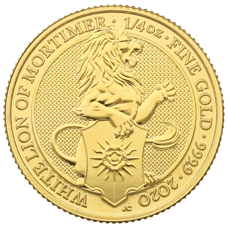 2020 1/4oz White Lion of Mortimer Gold Coin Queen's Beasts NGC MS70