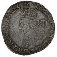 1635-6 Charles I Hammered Silver Shilling - mm Crown
