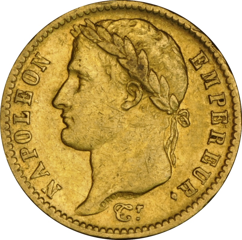 French 20 Francs Gold Coin Napoleon I Laureate Head 1807-1815