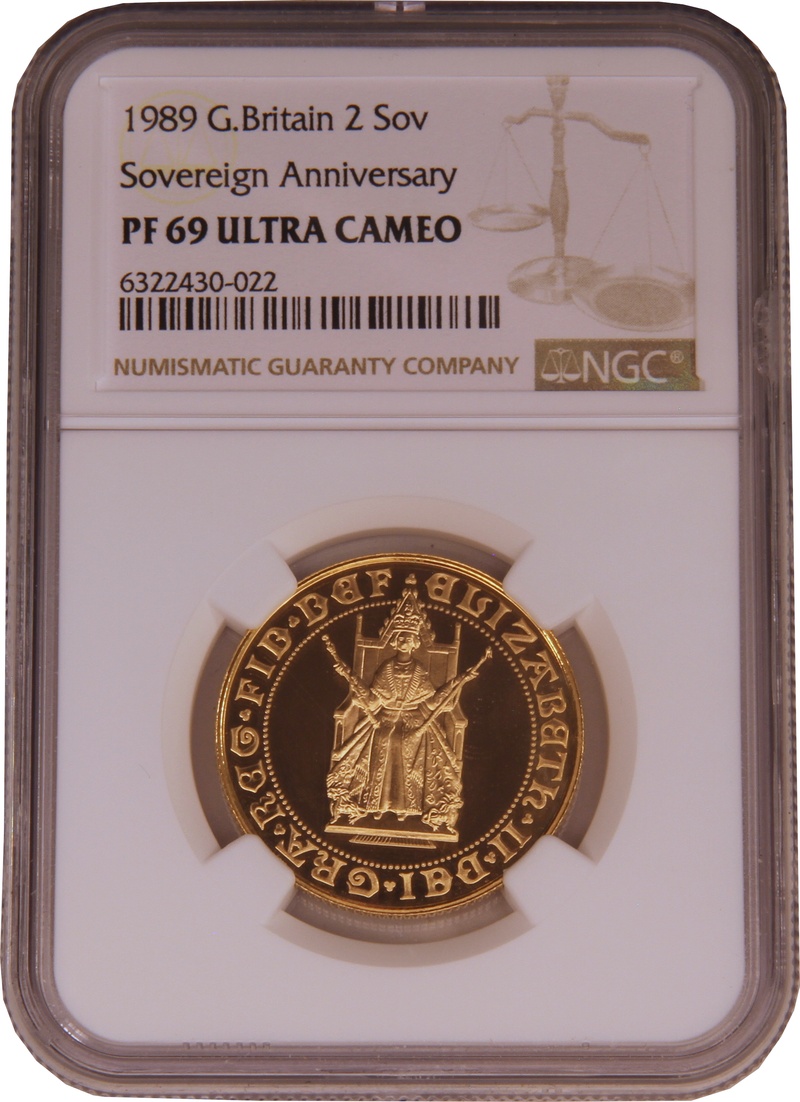 1989 Proof £2 Coin Gold Double Sovereign NGC PF69