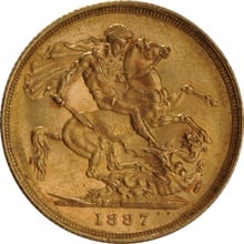 1887 Gold Sovereign Coin Queen Victoria Jubilee Head Sydney