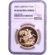2009 Proof Gold £5 Coin Quintuple Sovereign NGC PF69