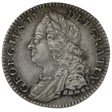 1758 George II Milled Silver Sixpence