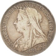 1896 Silver Crown Coin Queen Victoria Old Head
