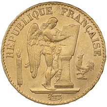 1876 French 20 Francs Gold Coin Guardian Angel A