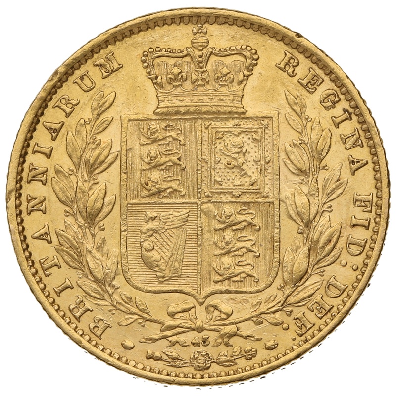1866 Gold Sovereign Coin Queen Victoria Young Head Shield Back