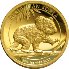 2016 High Relief Proof Australian Koala Gold Nugget Coin 1oz
