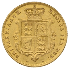 1867 Gold Half Sovereign Queen Victoria Young Head Shield Back