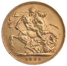 1909 Gold Sovereign Coin Edward VII Canada