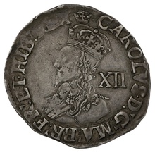 1635-6 Charles I Silver Shilling - mm Crown