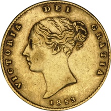 1853 Gold Half Sovereign Queen Victoria Young Head Shield Back NGC XF45