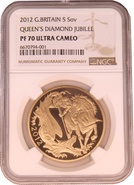 2012 Proof Gold £5 Coin Quintuple Sovereign NGC PF70