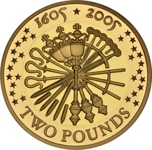 2005 Proof £2 Gold Coin Gunpowder Plot Boxed
