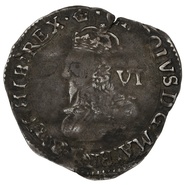 1635-1636 Silver Sixpence Coin Charles I Crown