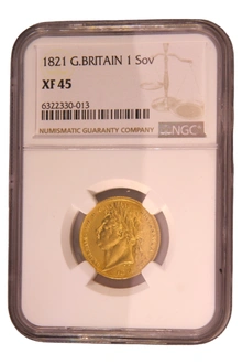1821 Gold Sovereign Coin George IV Laureate Head NGC XF45