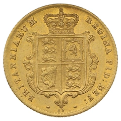1865 Gold Half Sovereign Queen Victoria Young Head Shield Back