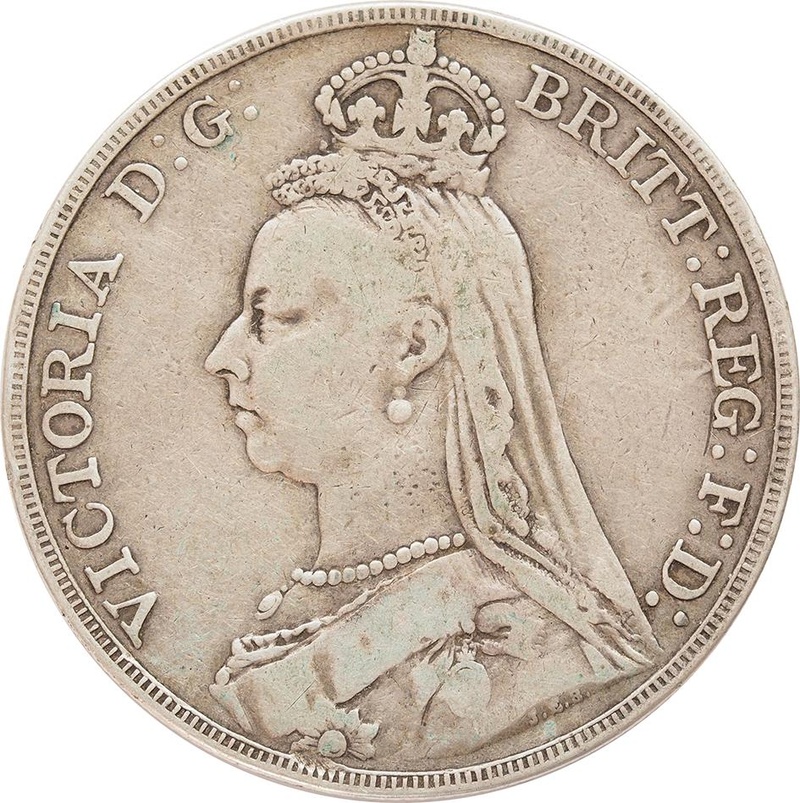 1891 Silver Crown Coin Queen Victoria Jubilee Head