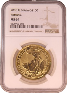 2018 Gold Britannia Coin 1oz NGC MS69