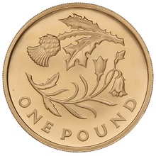 2014 Proof Gold £1 Pound Coin Scotland Floral Boxed