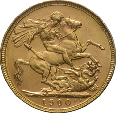 1900 Gold Sovereign Coin Queen Victoria Old Head PCGS AU58