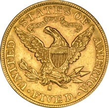 1887 $5 Half Eagle Liberty Head S NGC AU55