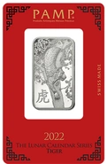 1oz Platinum Bar 2022 Year of the Tiger PAMP Minted