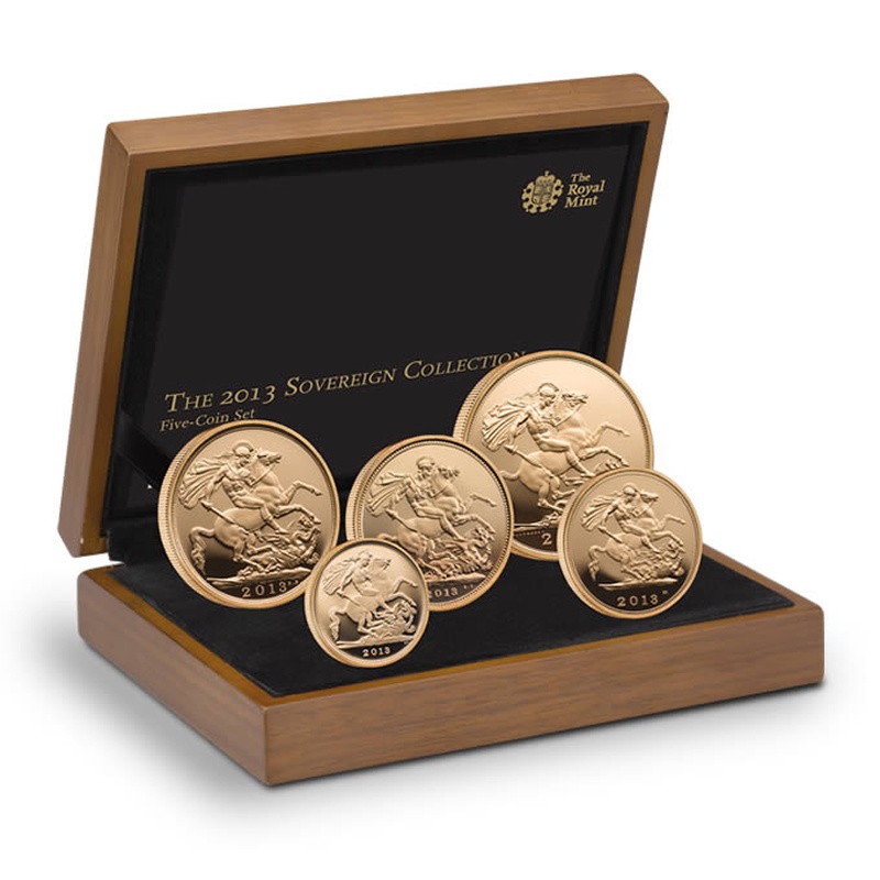 2013 Gold Proof Sovereign Five Coin Set Boxed