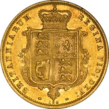 1873 Gold Half Sovereign Queen Victoria Young Head Shield Back NGC AU53
