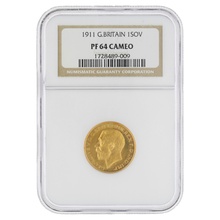 1911 Proof Gold Sovereign Coin NGC PF64