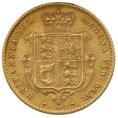 1871 Gold Half Sovereign Queen Victoria Young Head Shield Back