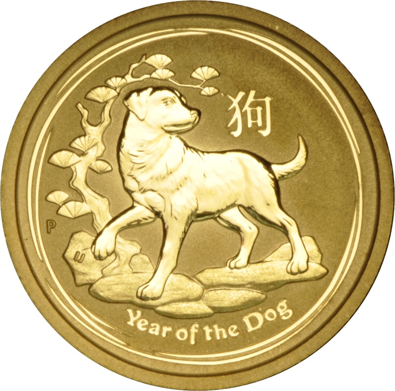 2018 Year of the Dog Gold Coin 1/4oz Perth Mint Australian Lunar Series