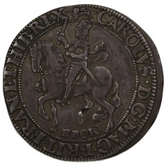 1643-1644 Silver Half Crown Coin Charles I Hammered York Mint Scarce