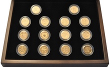 Proof Gold £1 Pound Coin 25th Anniversary 14 Coin Set Boxed