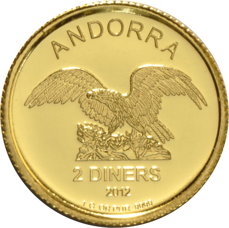 Andorra 2 Diner 1g Gold Coin 2012