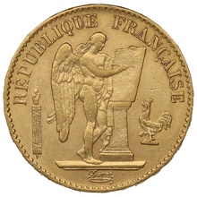 1879 French 20 Francs Gold Coin Guardian Angel A