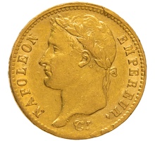 1811 French 20 Francs Gold Coin Napoleon I Laureate Head W