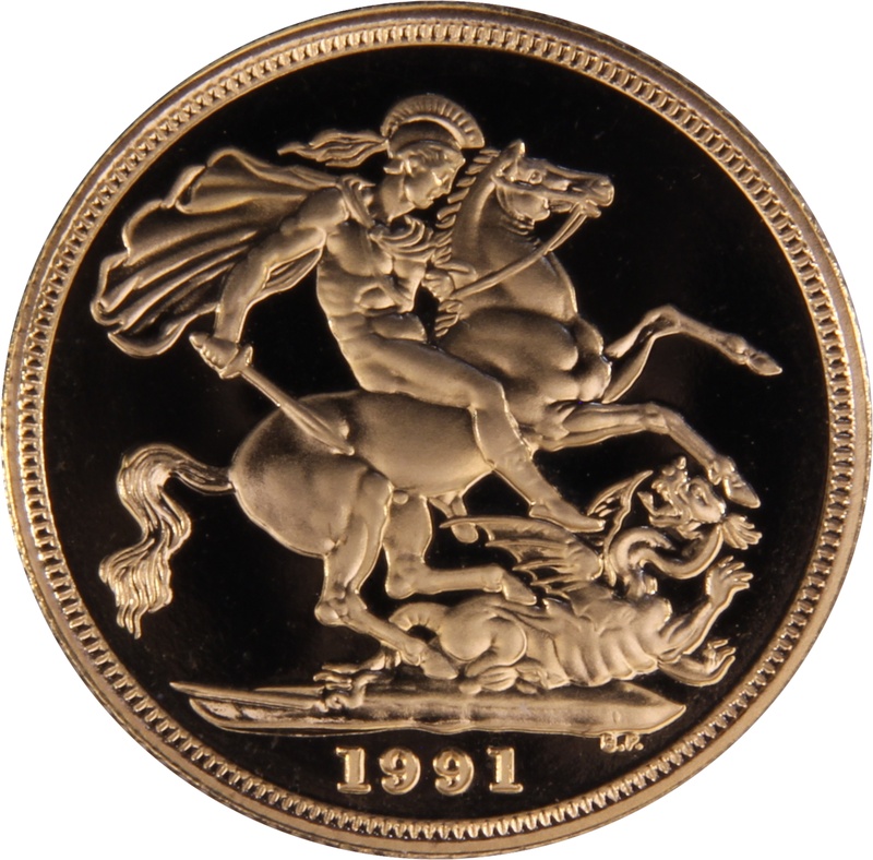 1991 Proof Gold Sovereign Coin Elizabeth II Third Head