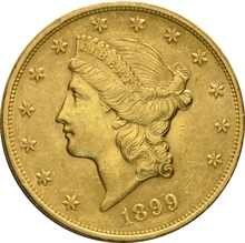 1899 $20 Gold Coin Double Eagle Liberty Head Philadelphia