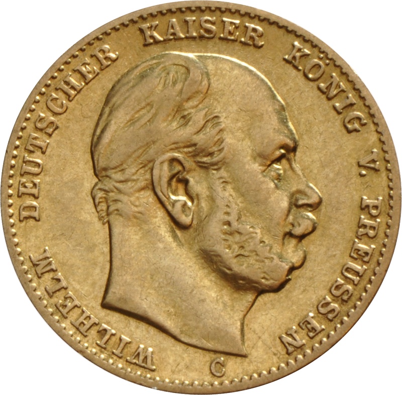 German 10 Mark Gold Coin Wilhelm I 1872-1880