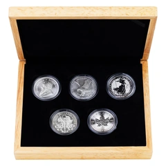 2024 1oz Silver Coin Set; Britannia, Maple, Philharmonic, Eagle, Krugerrand Gift Boxed