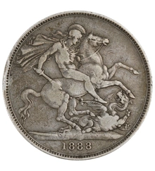 1888 Silver Crown Coin Queen Victoria Jubilee Head Fine