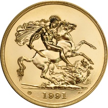 1991 Gold £5 Coin Brilliant Uncirculated Boxed