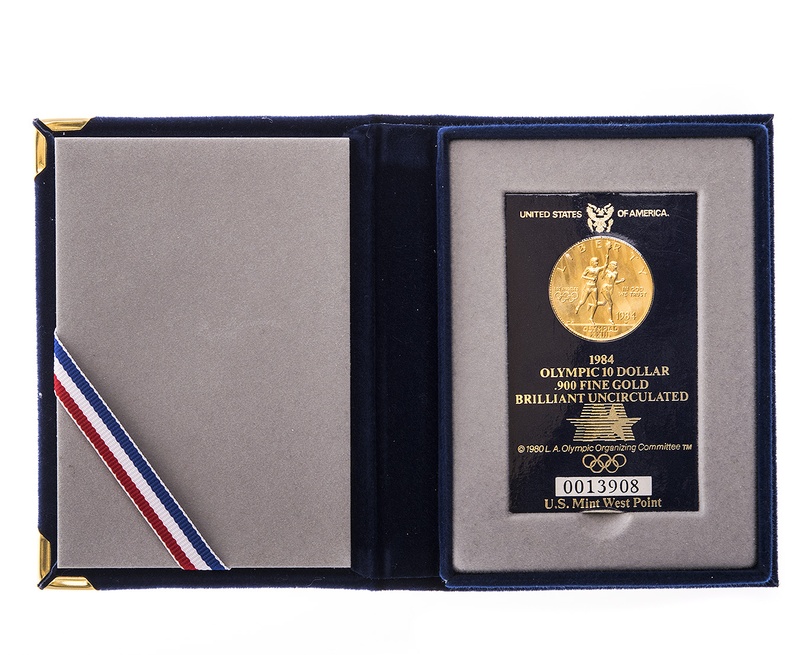 American Gold Commemorative $10 1984 LA Olympics Brilliant Uncirculated Boxed
