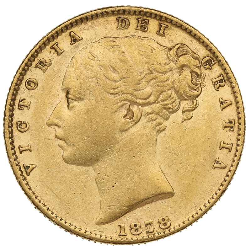1878 Gold Sovereign Coin Queen Victoria Young Head Shield Back Sydney NGC AU50