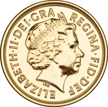 2013 Gold Sovereign Coin Elizabeth II Fourth Head India